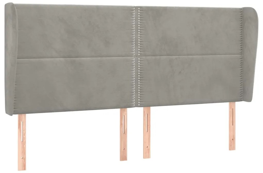 Κεφαλάρι με Πτερύγια Ανοιχτό Γκρι 163x23x118/128 εκ. Βελούδινο 3117870