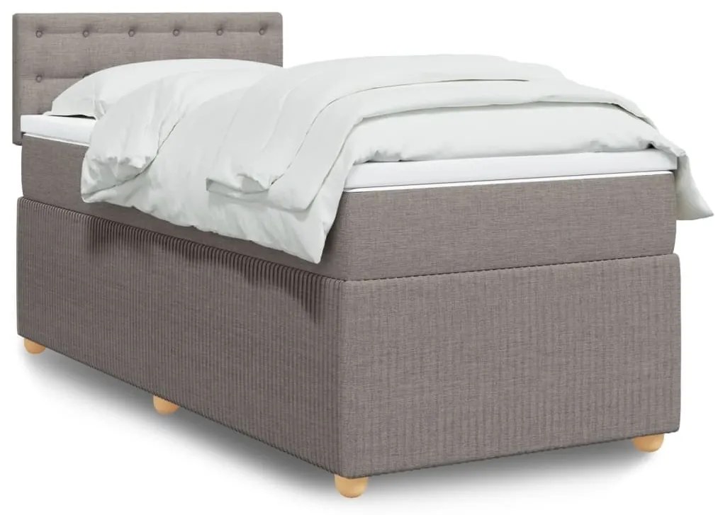 Κρεβάτι Boxspring με Στρώμα Taupe 90x190 εκ.Υφασμάτινο - Μπεζ-Γκρι