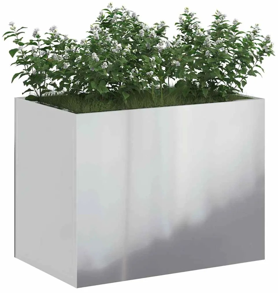 vidaXL Γλάστρα Κήπου Ασημί 50 x 32 x 40 εκ. Γαλβανισμένος χάλυβας