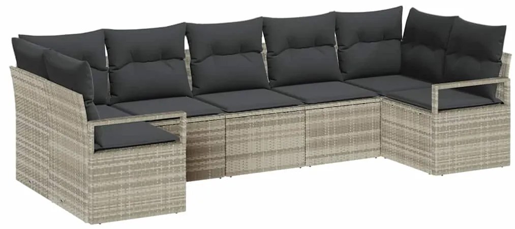vidaXL Σετ Καναπέ Κήπου 7 pcs Ανοιχτό γκρι Πολυ ράταν