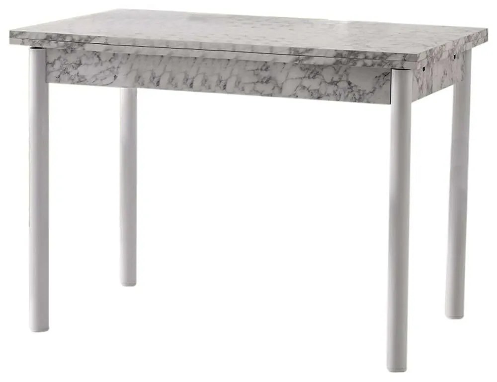 Τραπέζι Επεκτεινόμενο Polo 974NMB1532 110/170x70x75cm Marble Effect White-Grey Μοριοσανίδα, Μέταλλο