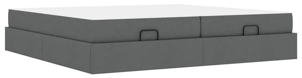vidaXL Σκελετός κρεβατιού με στρώμα με στρώμα 2 pcs Σκούρο Γκρι ύφασμα