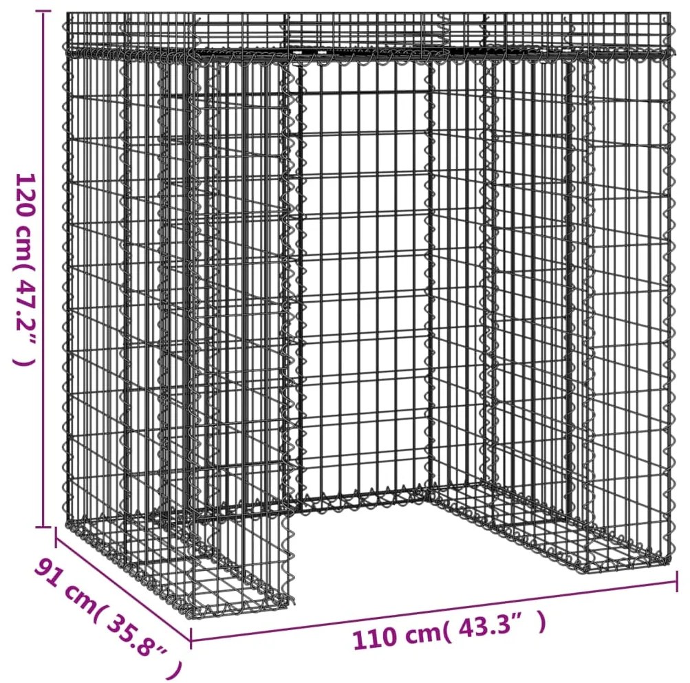 vidaXL Συρματοκιβώτιο Τοίχου Κάδο Απορ. 110x91x120εκ Γαλβαν. Σίδηρος