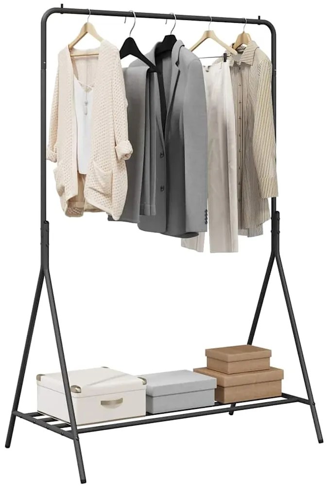 vidaXL Ράφι Ρούχων με αποθήκευση Μαύρο 100 x 56 x 154 εκ Ατσάλι