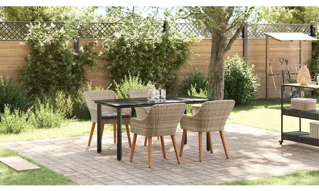 vidaXL Σέτ φαγητού για κήπο 5 pcs Ανοιχτό γκρι συνθετικό ρατάν