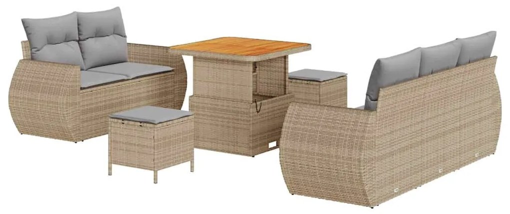 vidaXL Σετ Καναπέ Κήπου 8 pcs Μπεζ συνθετικό ρατάν