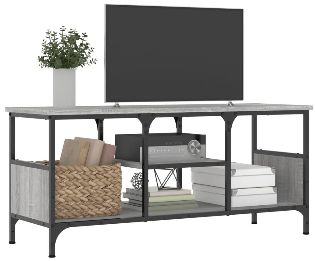 vidaXL Έπιπλο Τηλεόρασης Sonoma Γκρι 100x35x45 εκ. Επεξ. Ξύλο/Σίδερο