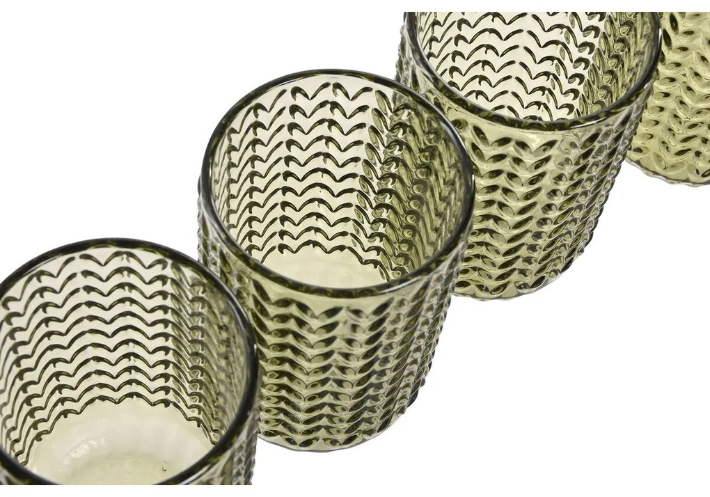 Σετ ποτηριών Home ESPRIT Πράσινο Κρυστάλλινο Με ανακούφιση 420 ml (x6)