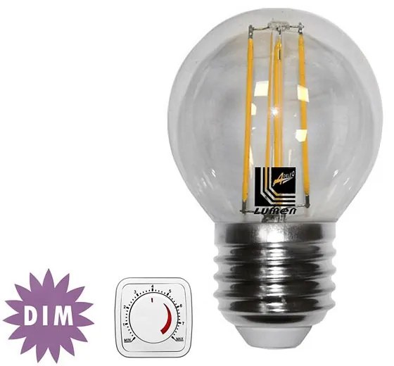 Adeleq Led Λάμπα Cog Σφαιρικό Διάφανο Ε27 4W Ντιμαριζόμενο Θερμό 13-27114009
