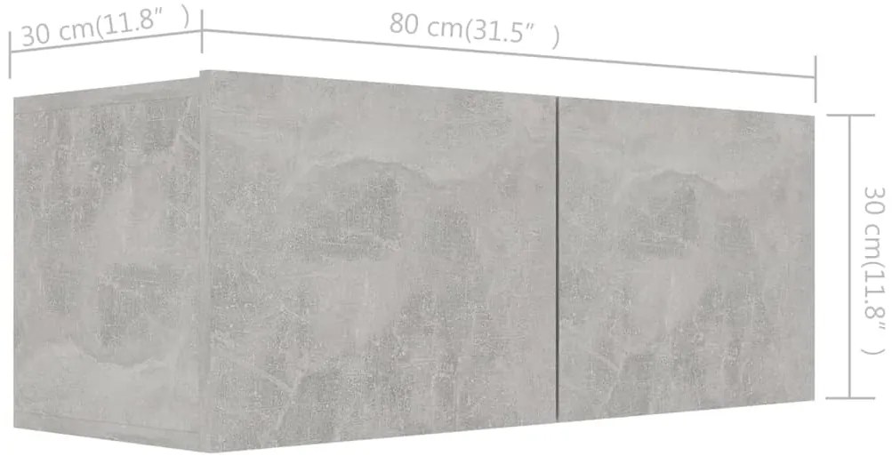 vidaXL Έπιπλο Τηλεόρασης Σετ 7 τεμ. Γκρι Σκυροδέματος από Μοριοσανίδα