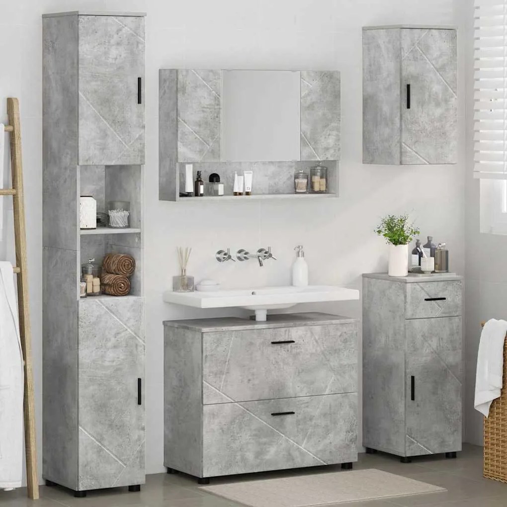 vidaXL Σετ Επίπλων Μπάνιου 5 pcs Γκρι σκυροδέματος 30 x 35 x 192 εκ.