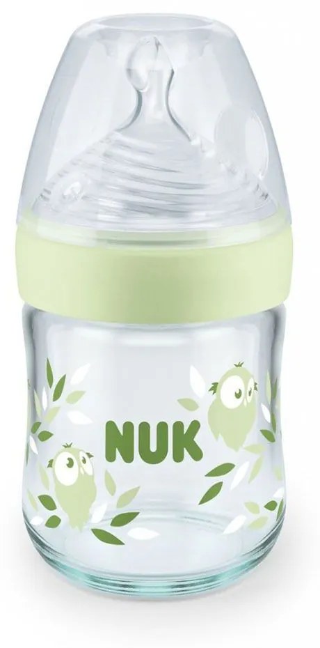 Μπιμπερό Γυάλινο Nature Sense 10747112 Temperature Control 120ml 0-6 Μηνών Green Nuk 120ml Γυαλί,Σιλικόνη