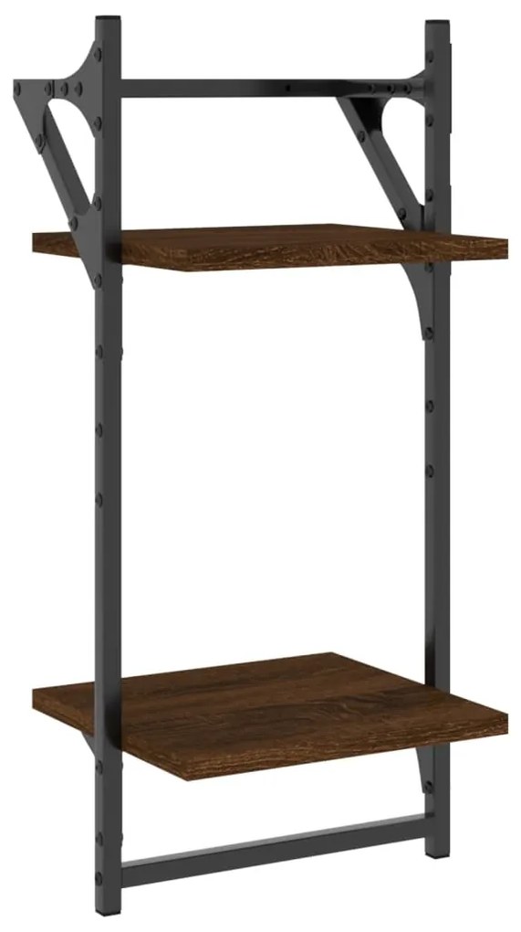 vidaXL Ράφια Τοίχου Σετ 4 τεμ. με Μπάρες Καφέ Δρυς Επεξεργασμένο ξύλο