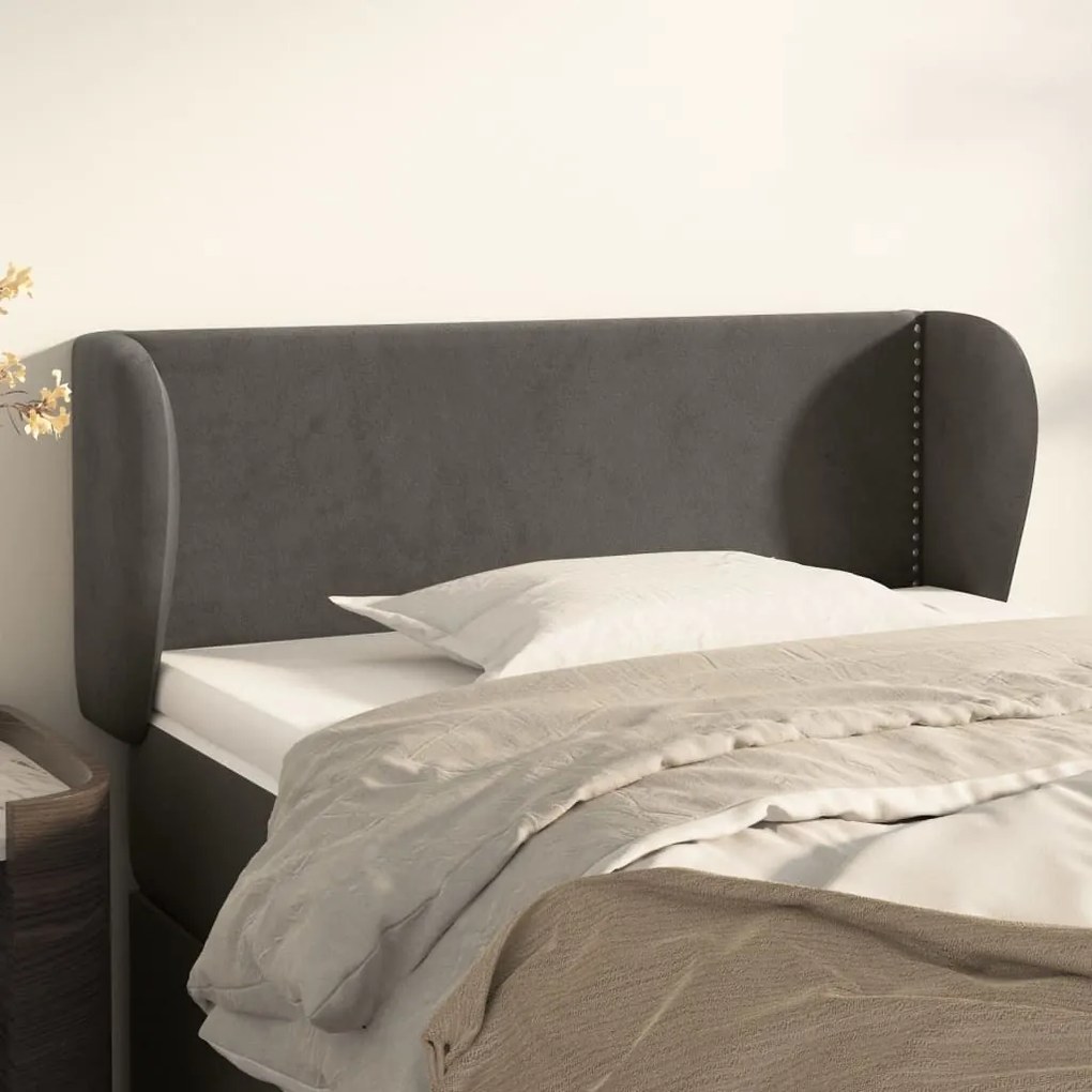Κεφαλάρι με Πτερύγια Σκούρο Γκρι 93x23x78/88 εκ. Βελούδινο 3117041