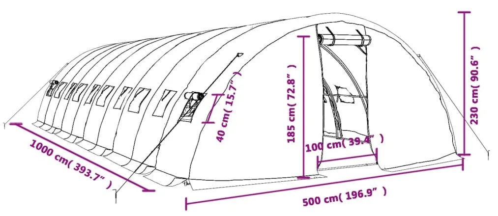 ΘΕΡΜΟΚΗΠΙΟ ΠΡΑΣΙΝΟ 50 Μ² 10 X 5 X 2,3 Μ. ΜΕ ΑΤΣΑΛΙΝΟ ΠΛΑΙΣΙΟ 3188086