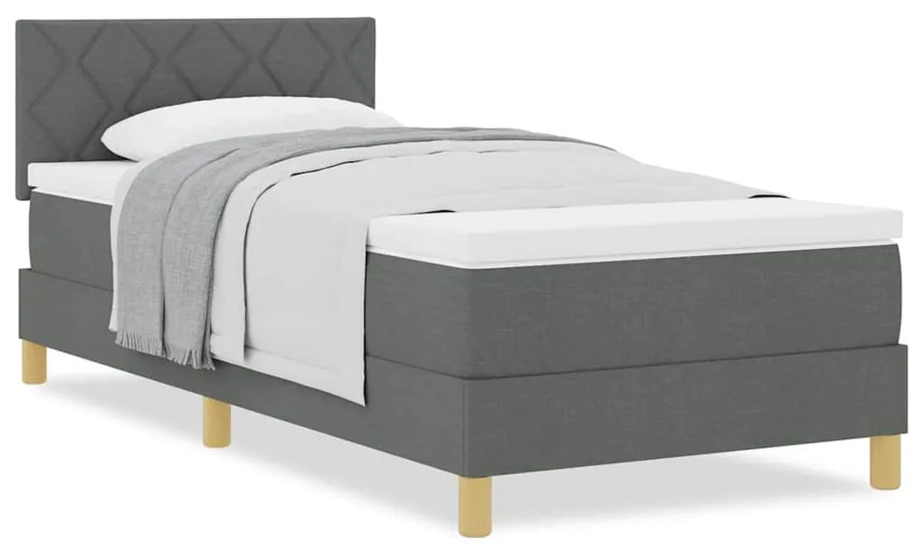vidaXL Κρεβάτι box spring με στρώμα Σκούρο Γκρι 90 x 200 cm ύφασμα