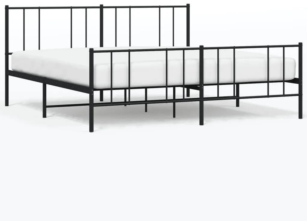 Πλαίσιο Κρεβατιού με Κεφαλάρι&amp;Ποδαρικό Μαύρο 200x200εκ. Μέταλλο - Μαύρο