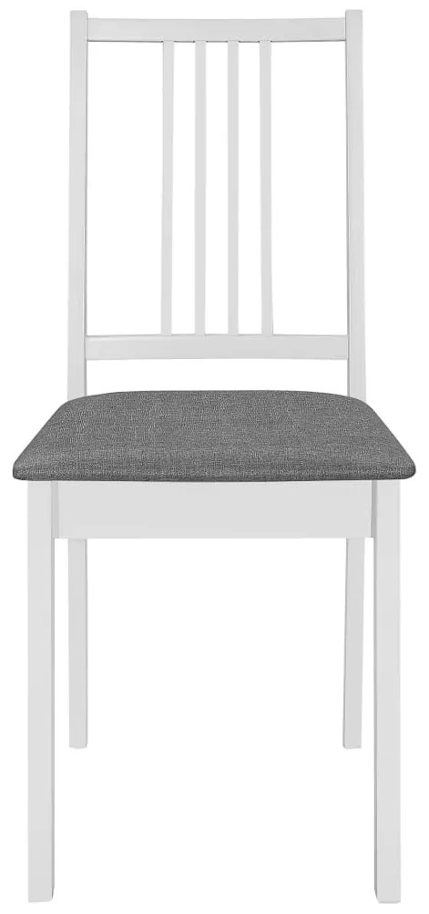 vidaXL Καρέκλες Τραπεζαρίας με Μαξιλάρια 4 τεμ. Λευκές από Μασίφ Ξύλο