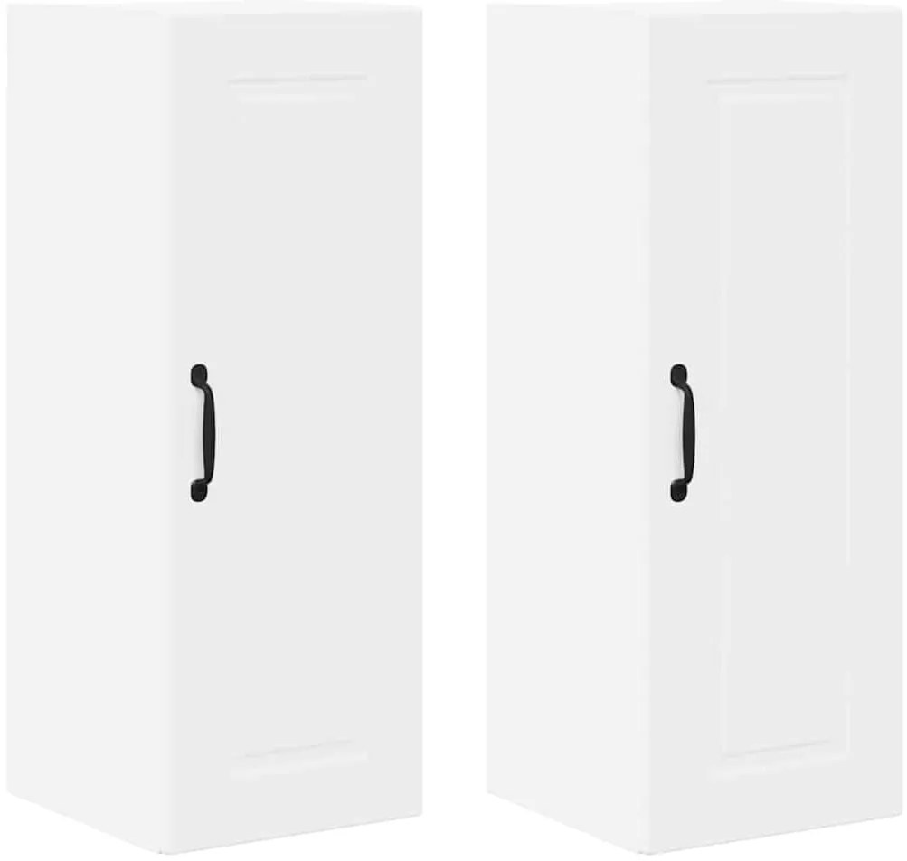 vidaXL Κρεμαστό ντουλάπι κουζίνας με ράφι 2 pcs Λευκό 30 x 31 x 80 εκ.