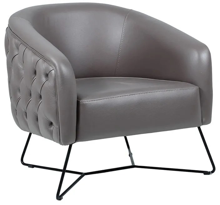 Artekko Udraan Moon Γκρι Πολυθρόνα με Τεχνόδερμα (75x75x80)cm Artekko 783-7064