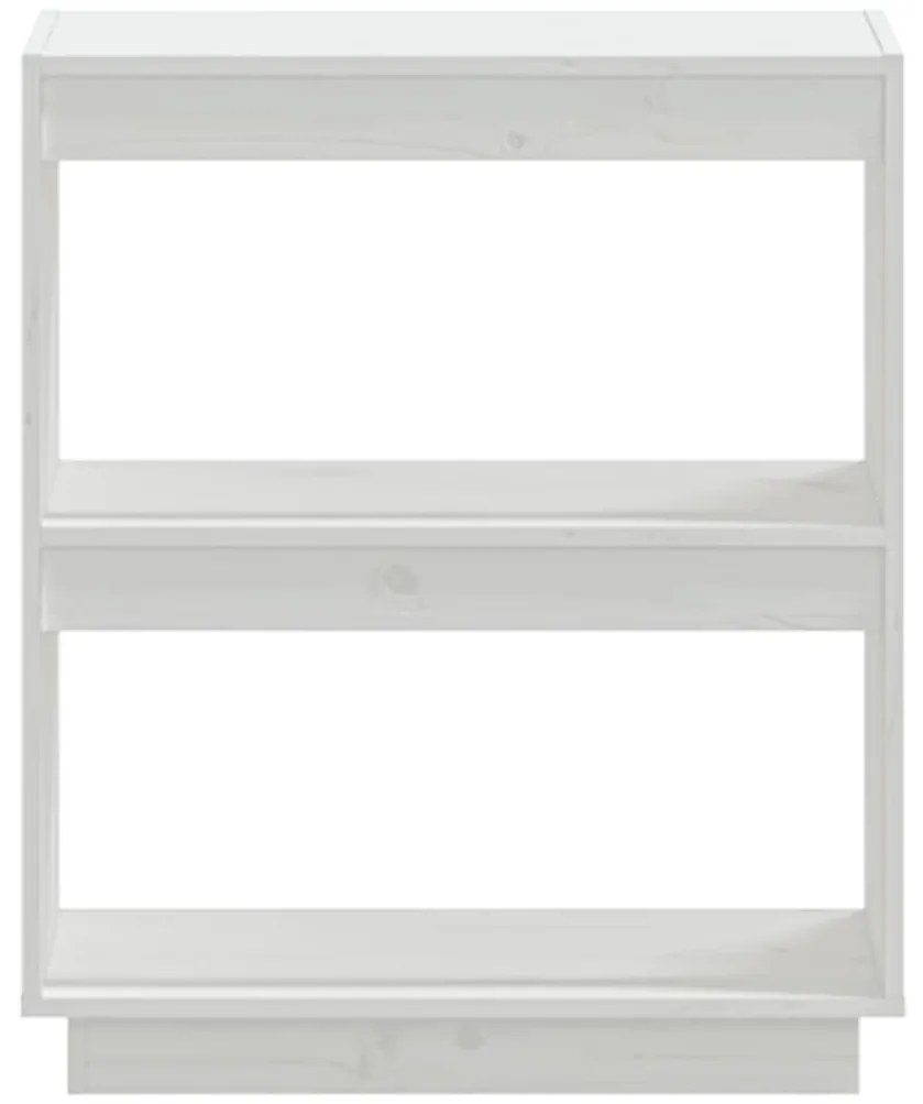 vidaXL Βιβλιοθήκη Λευκή 60 x 35 x 71 εκ. από Μασίφ Ξύλο Πεύκου