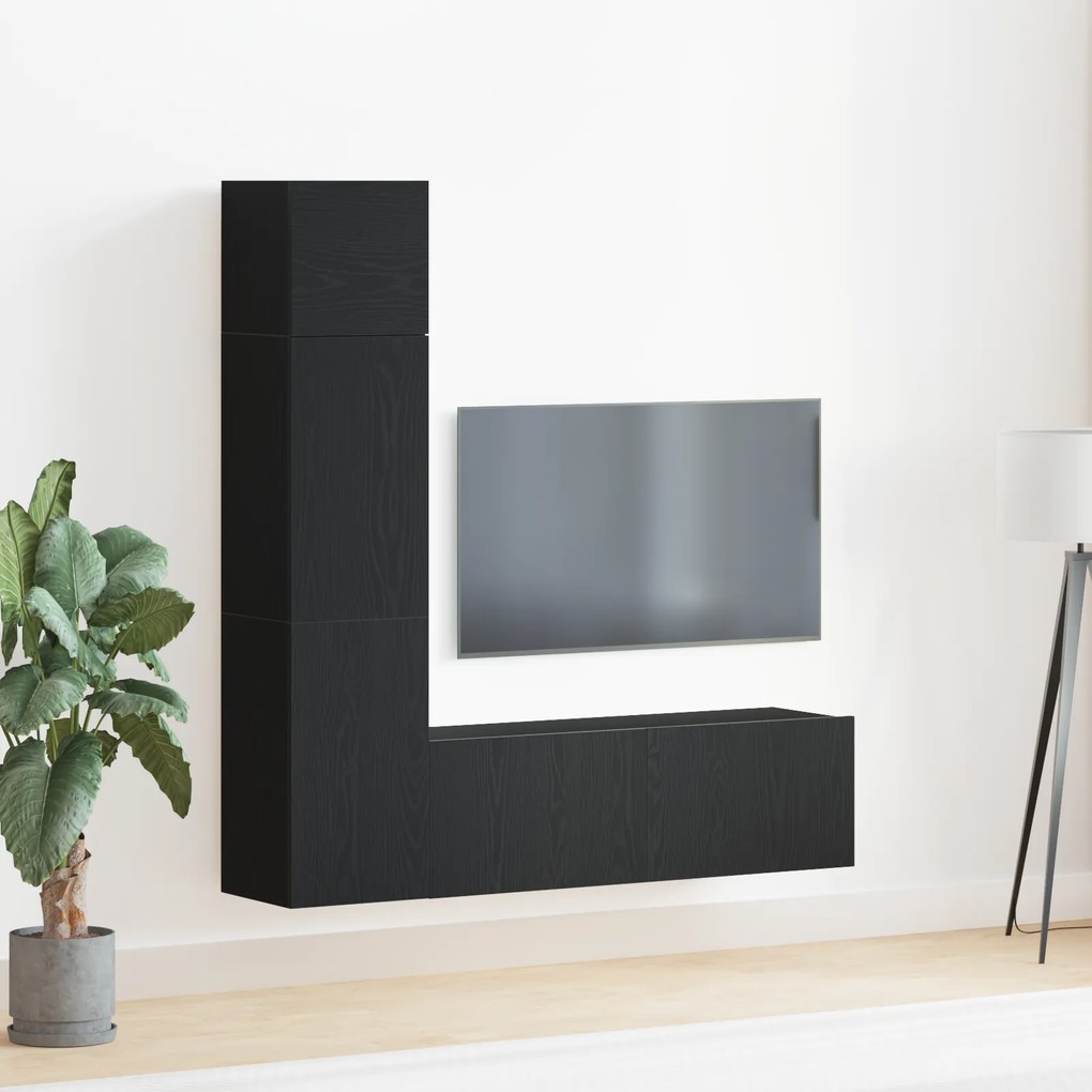 vidaXL Σετ 3 τεμαχίων τοίχου TV σε Μαύρη Δρυς