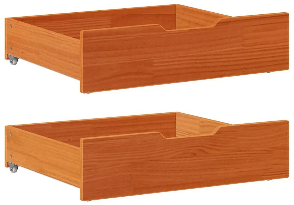 vidaXL Συρτάρια Κρεβατιού 2 τεμ 65x55x17 εκ. Καφέ Κεριού Μασίφ Πεύκο