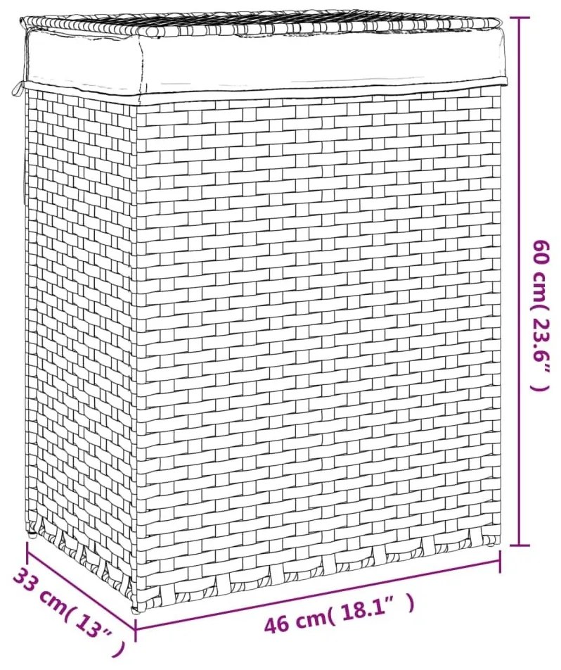 Καλάθι Πλυντηρίου με Καπάκι 46 x 33 x 60 εκ. Συνθετικό Ρατάν - Καφέ