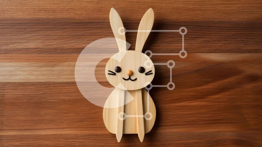 Intra Συλλεκτικό Ξύλινο Παζλ Plywood  4mm - Ξύλινο λαγουδάκι στο τραπέζι Σε Ξύλινο Κουτί - Διαστάσεις: 10x10 cm – 25 κομμάτια
