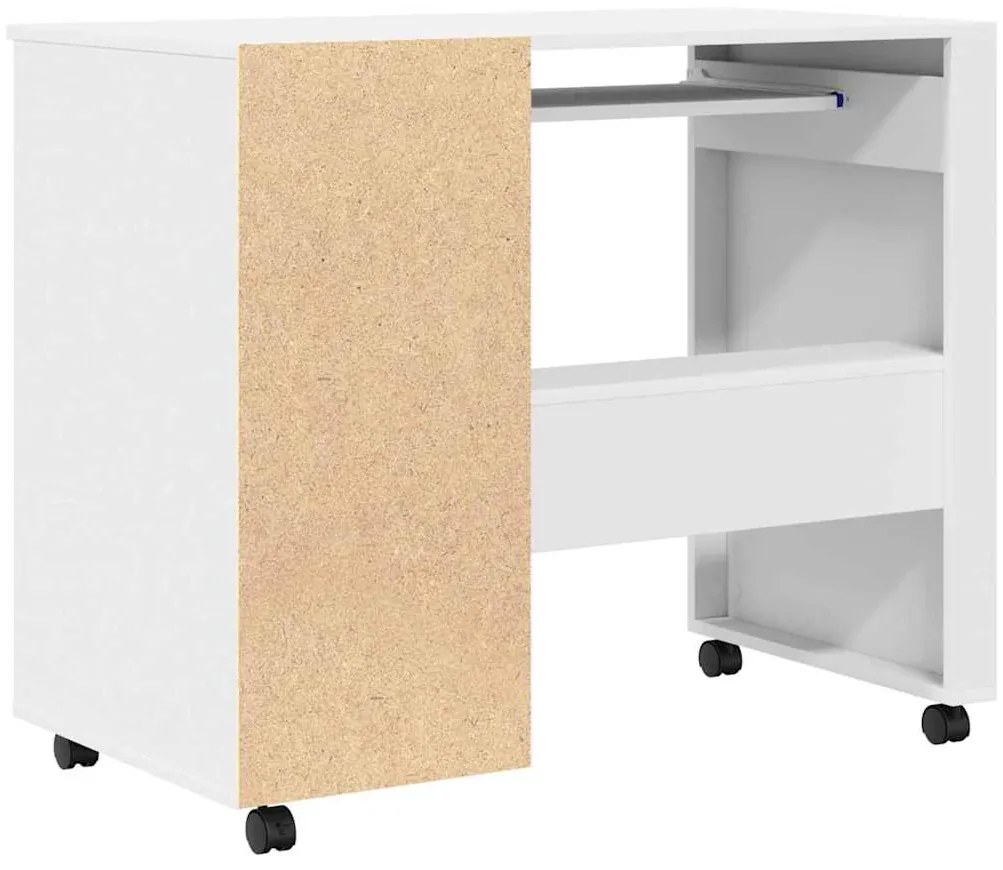 vidaXL Γραφείο με Ρόδες Λευκό 91 x 50 x 77 εκ. Επεξεργασμένο ξύλο