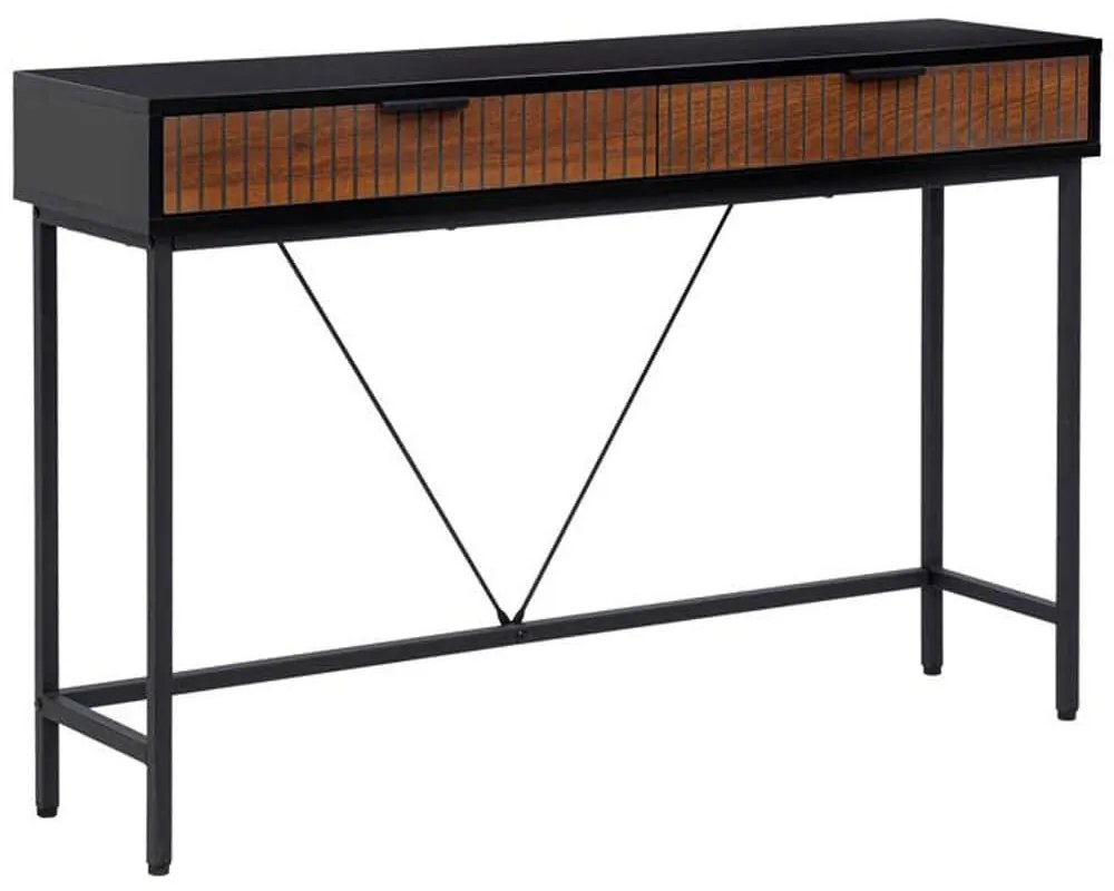 Κονσόλα 0016-225-053 120x30x76cm Black-Oak Μελαμίνη,Μέταλλο