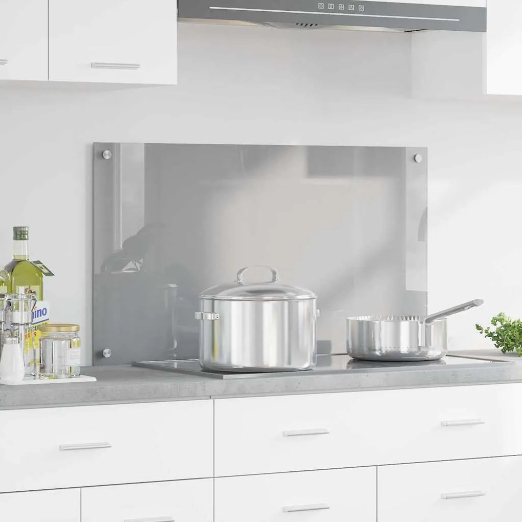 vidaXL Φωτιστικό Πίσω Κουζίνας Ανοιχτό Γκρι 90x50x0.6 εκ Σκληρυμένο Γυαλί