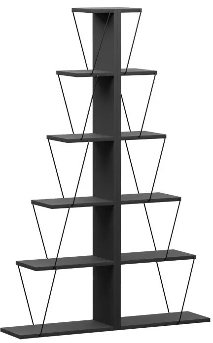 Βιβλιοθήκη mini Tars pakoworld ανθρακί-μαύρο 100x22x150εκ