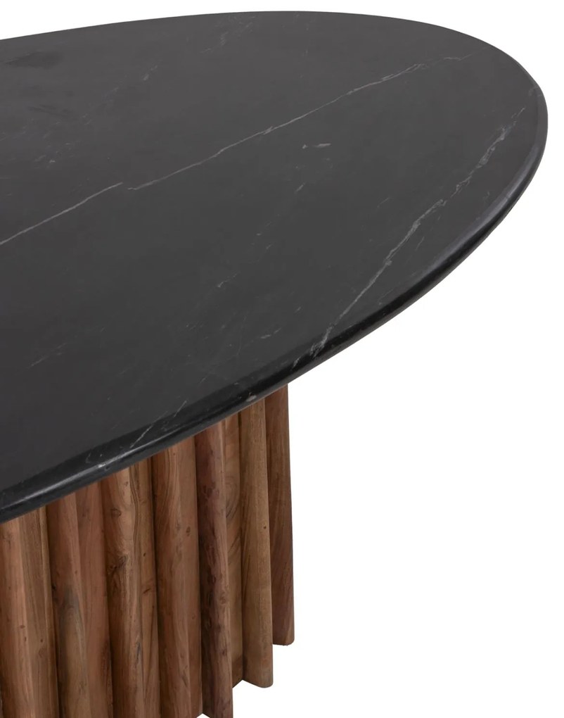 ΤΡΑΠΕΖΙ ΤΡΑΠΕΖΑΡΙΑΣ ΟΒΑΛ DRAXX  ΜΑΣΙΦ ΑΚΑΚΙΑ-ΜΑΥΡΟ ΜΑΡΜΑΡΟ 200x100x76Υεκ.