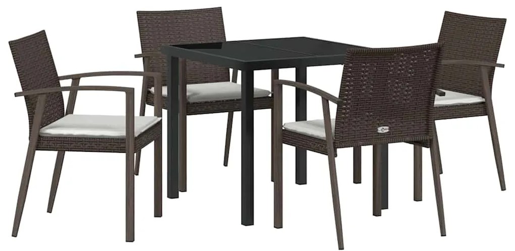 vidaXL Σέτ φαγητού για κήπο 5 pcs Καφέ Πολυ ράταν
