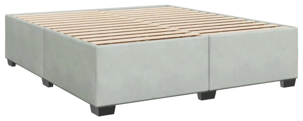 vidaXL Κρεβάτι Boxspring με Στρώμα Ανοιχτό Γκρι 200x200 εκ. Βελούδινο