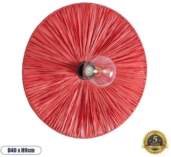 COLOMBO 02281 Boho Επιτοίχιο Φωτιστικό Απλίκα Μονόφωτο 1 x E27 IP20 Κόκκινη Ράφια-Μ40 x Π40 x Υ9cm Globostar-2281-Κόκκινο 02281