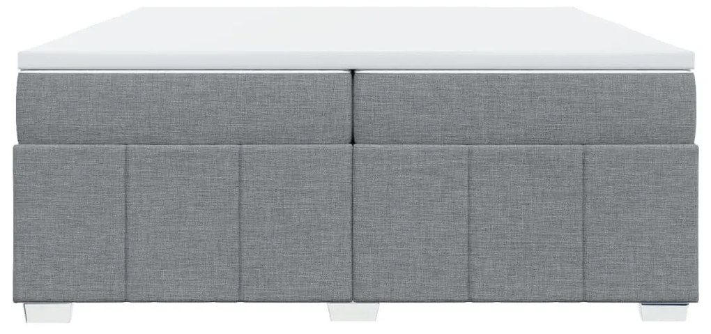 Κρεβάτι Boxspring με Στρώμα Ανοιχτό Γκρι 200x200 εκ. Υφασμάτινο - Γκρι