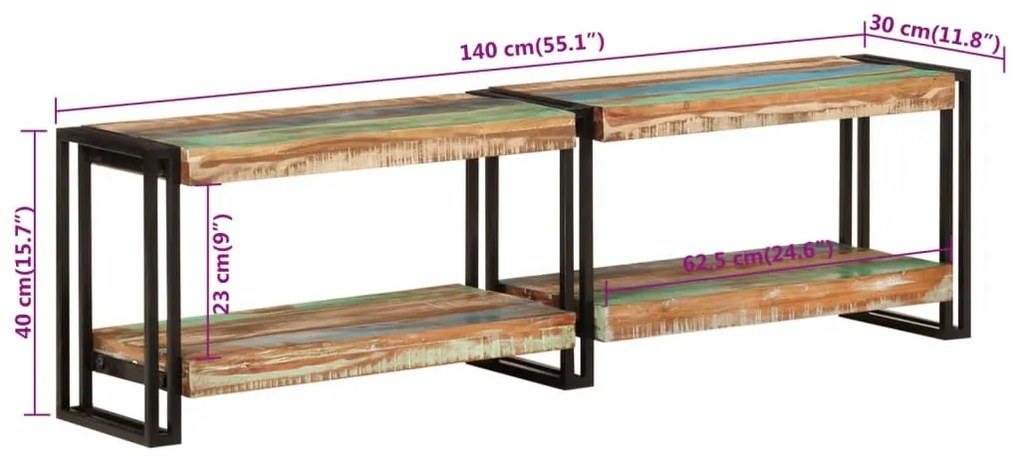 vidaXL Έπιπλο Τηλεόρασης 140 x 30 x 40 εκ. από Μασίφ Ανακυκλωμένο Ξύλο