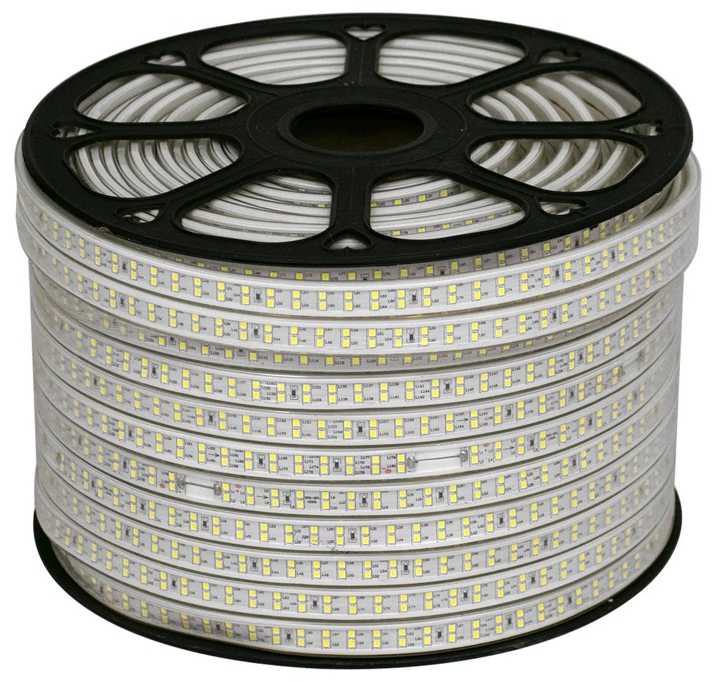 GloboStar® 70510 Wide Ταινία Διπλής Σειράς Epistar LED SMD 2835 1m 24W/m 180LED/m 3360lm/m 120° DC 230V Αδιάβροχη IP68 Ψυχρό Λευκό 6000K Dimmable