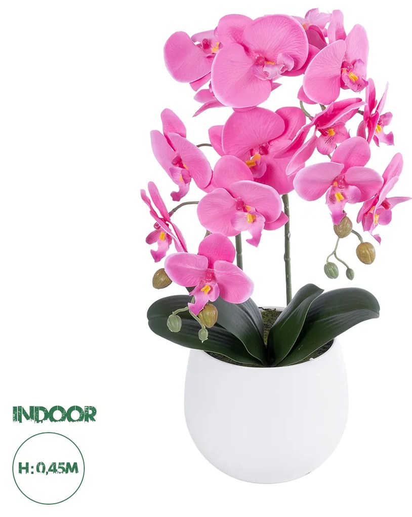 GloboStar® Artificial Garden PINK ORCHID 21116 Διακοσμητικό Φυτό Ροζ Ορχιδέα Υ45cm