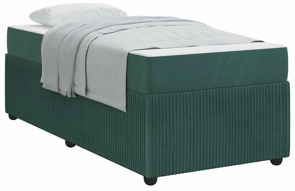 vidaXL Σκελετός Κρεβατιού με στρώμα Σκούρο Πράσινο 100 x 200 cm ύφασμα