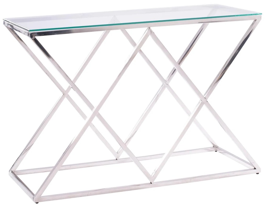 TABLE CONSOLE HOLLAND  WITH GLASS AND CHROME BASE 120X40X78