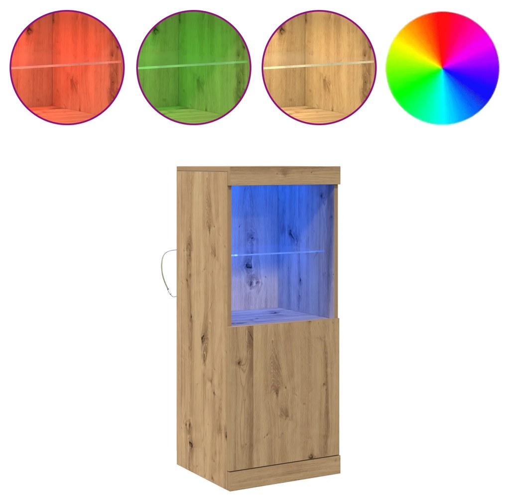 vidaXL Μπουφέ με LED Φώτα στην απόχρωση Artisan Oak 41x37x100 cm