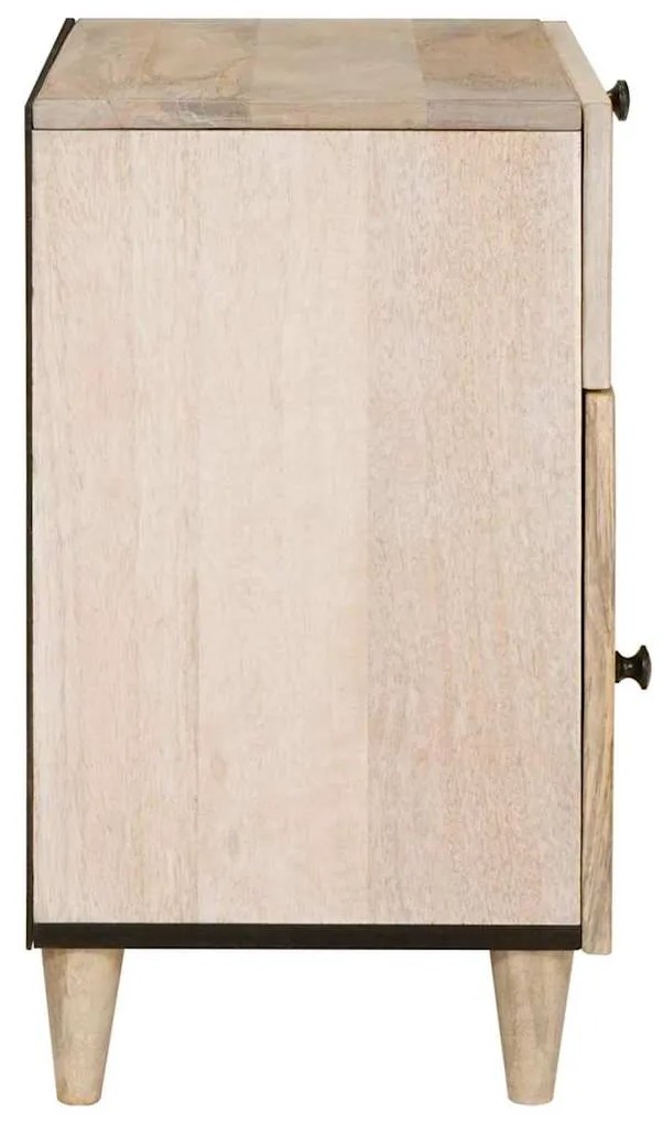 vidaXL Κομοδίνο με συρτάρι Μπεζ 50 x 33 x 60 εκ Μασίφ ξύλο μάνγκο