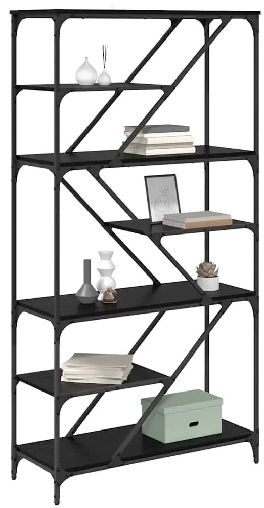 vidaXL Ράφι Βιβλίων Μαύρη Οξυά 91 x 36 x 176 εκ Επεξεργασμένο ξύλο