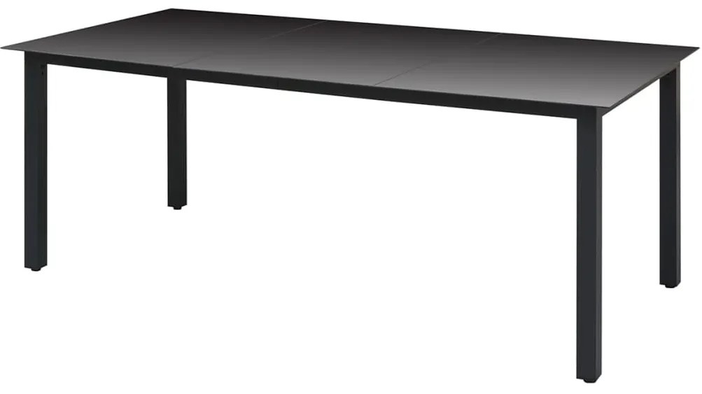 vidaXL Τραπέζι Κήπου Μαύρο 190 x 90 x 74 εκ. από Αλουμίνιο / Γυαλί