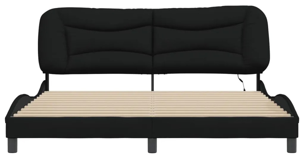 vidaXL Πλαίσιο Κρεβατιού με LED Μαύρο 180x200 εκ. Υφασμάτινο
