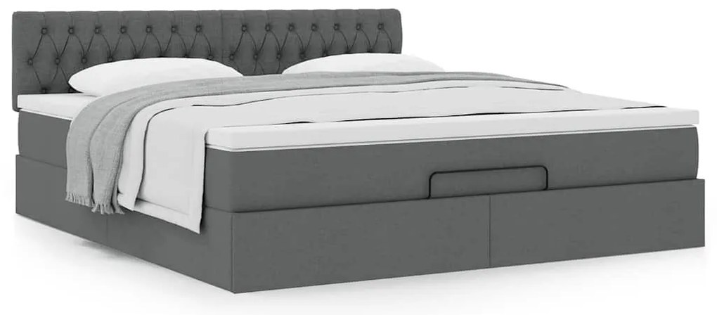 vidaXL Οθωμανικό κρεβάτι με στρώμα σκούρο γκρι 180x200cm ύφασμα