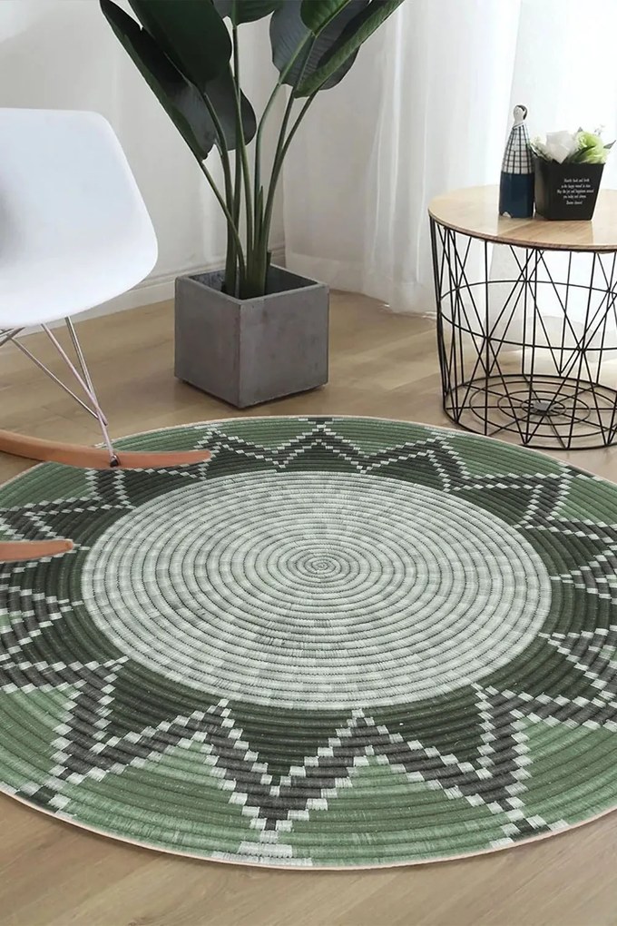 Χαλί Woopamuk506 599HFT5248 Green-Grey Conceptum Hypnose 90X90cm Round